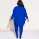 Plus Size Solid Color Cardigan And Bottoming Pants 2 Piece Pant NNWF-7757