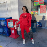 Fashion Letter Print Hooded Sweatshirt And Pant Sport Two Piece Pant YIM-287