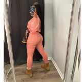Casual Knits Solid Color Hooded Tops And Tight Pant Sweater Suit GCNF-0204