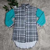 Fashion Plaid Splicing Shirt Dress GYSF-7146