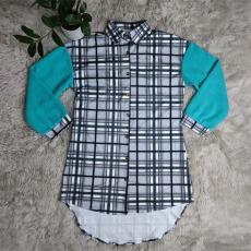 Fashion Plaid Splicing Shirt Dress GYSF-7146