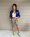 Letter Embroidery Long Sleeve Baseball Jacket MEM-88464