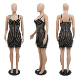 Sexy Hot Drilling See Through Sling Mini Dress CYA-900084