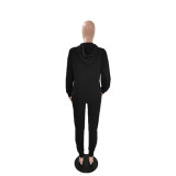 Fashion Solid Long Sleeve Casual Sports Two Piece Pant Set QXTF-8129