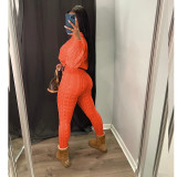 Casual Knits Solid Color Hooded Tops And Tight Pant Sweater Suit GCNF-0204