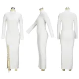 Solid Sexy Lace-up Hollow Long Dress XHSY-19486