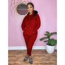 Fashion Solid Long Sleeve Casual Sports Two Piece Pant Set QXTF-8129