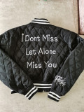 Letter Embroidery Long Sleeve Baseball Jacket MEM-88464