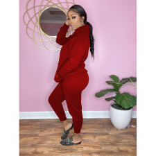 Fashion Solid Long Sleeve Casual Sports Two Piece Pant Set QXTF-8129