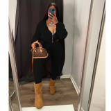 Casual Knits Solid Color Hooded Tops And Tight Pant Sweater Suit GCNF-0204