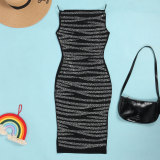 Sexy Sling Hot Drilling See Through Slim Dress NY-2606
