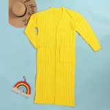 Solid Color Long Twist Sweater Cardigan Coat FSXF-F380