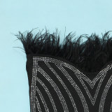Sexy Hot Drilling Feather Splicing Sling Mini Dress NY-2601