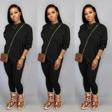 Solid Long Sleeve Casual Two Piece Pants Set CH-8080