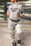 Solid Color Long Sleeve Hooded Sweatshirt And Pant Two Piece Set WAF-77515239