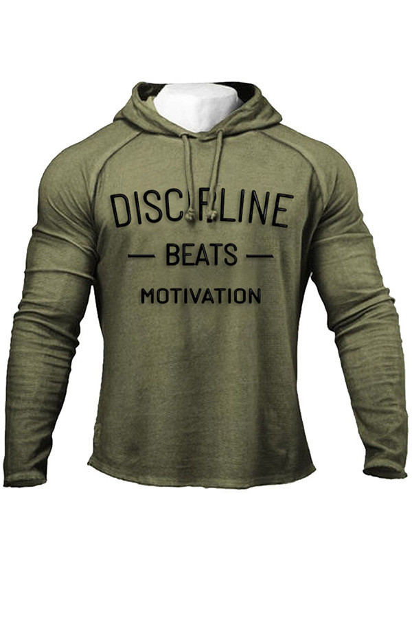 Men's Letter Print Long Sleeve Hooded Sweatshirt MK-3139