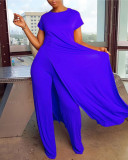 Plus Size Short Sleeve Long Pullover And Pant Loose 2 Piece Set QXTF-887