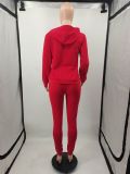 Casual Letter Print Hooded Coat And Pant Two Piece Set XMF-187