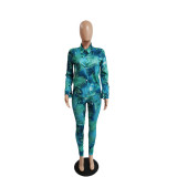 Tie Dye Print Shirt And Pencil Pant Two Piece Set QXTF-8821