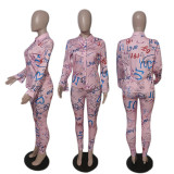 Tie Dye Print Shirt And Pencil Pant Two Piece Set QXTF-8821