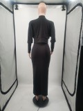 Solid Color Vest Dress And Crop Coat Two Piece Set YIM-285