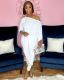 Plus Size Fashion Slash Shoulder Loose Two Piece Pants Set QXTF-8899