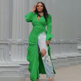 Plus Size Fashion Long Sleeve Irregular Maxi Dress NY-10332