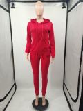 Casual Letter Print Hooded Coat And Pant Two Piece Set XMF-187