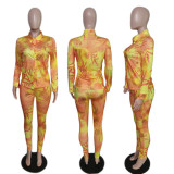 Tie Dye Print Shirt And Pencil Pant Two Piece Set QXTF-8821
