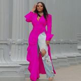 Plus Size Fashion Long Sleeve Irregular Maxi Dress NY-10332
