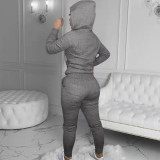 Casual Letter Print Hooded Coat And Pant Two Piece Set XMF-187