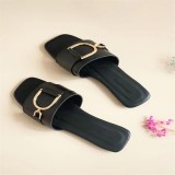 Plus Size Casual Metal Decoration Flat Slippers TWZX-318