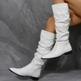 Low Heel PU Leather Long Boots TWZX-866-2