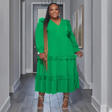 Plus Size Ruffles Patchwork Big Swing Maxi Dress NNWF-7762