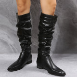 Low Heel PU Leather Long Boots TWZX-866-2