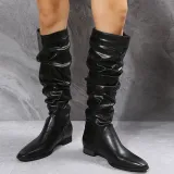 Low Heel PU Leather Long Boots TWZX-866-2