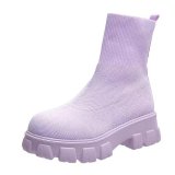 Fashion Thick Sole Knitted Short Boots TWZX-1806