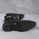 Low Heel PU Leather Long Boots TWZX-866-2