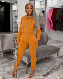 Casual Print Hoodies And Pant Sport Two Piece Set YIM-288