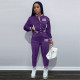 Pink Letter Print Single-breasted Baseball Jacket And Pant Two Piece Set YIM-289