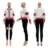 Fashion Color Blocking Knitted Short Sweater Coat TR-1228