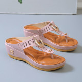 Beach Clip Toe Slope Heel Slippers TWZX-L209
