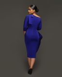 Fashion Irregular Solid Color Evening Dress YS-S835