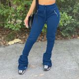 Plus Size Sport Casual Ruched Stacked Pants FSL-F101