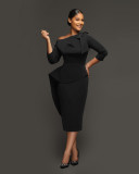 Fashion Irregular Solid Color Evening Dress YS-S835