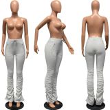 Plus Size Sport Casual Ruched Stacked Pants FSL-F101