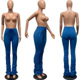 Plus Size Sport Casual Ruched Stacked Pants FSL-F101
