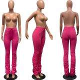 Plus Size Sport Casual Ruched Stacked Pants FSL-F101
