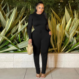 Solid Color Long Sleeve Tops And Ruched Pant Two Piece Set TE-4506