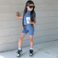 Kids Girl Casual Solid Short Sleeve Romper GMYF-Y0087